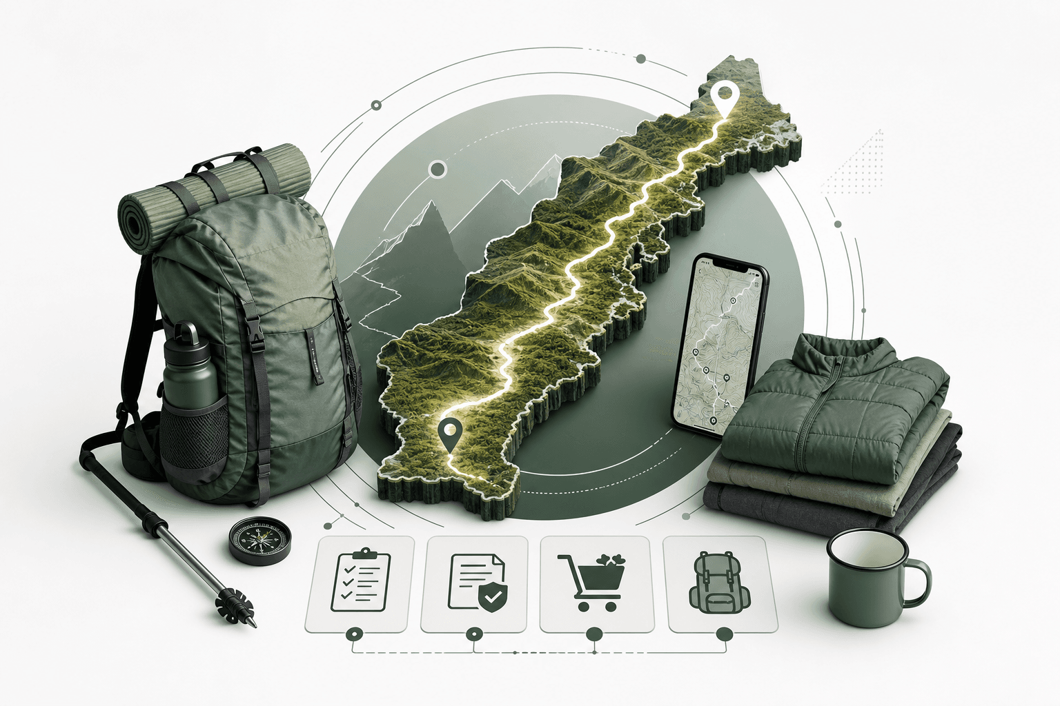 Backpacker following a white blaze on the Appalachian Trail through the Appalachian Mountains