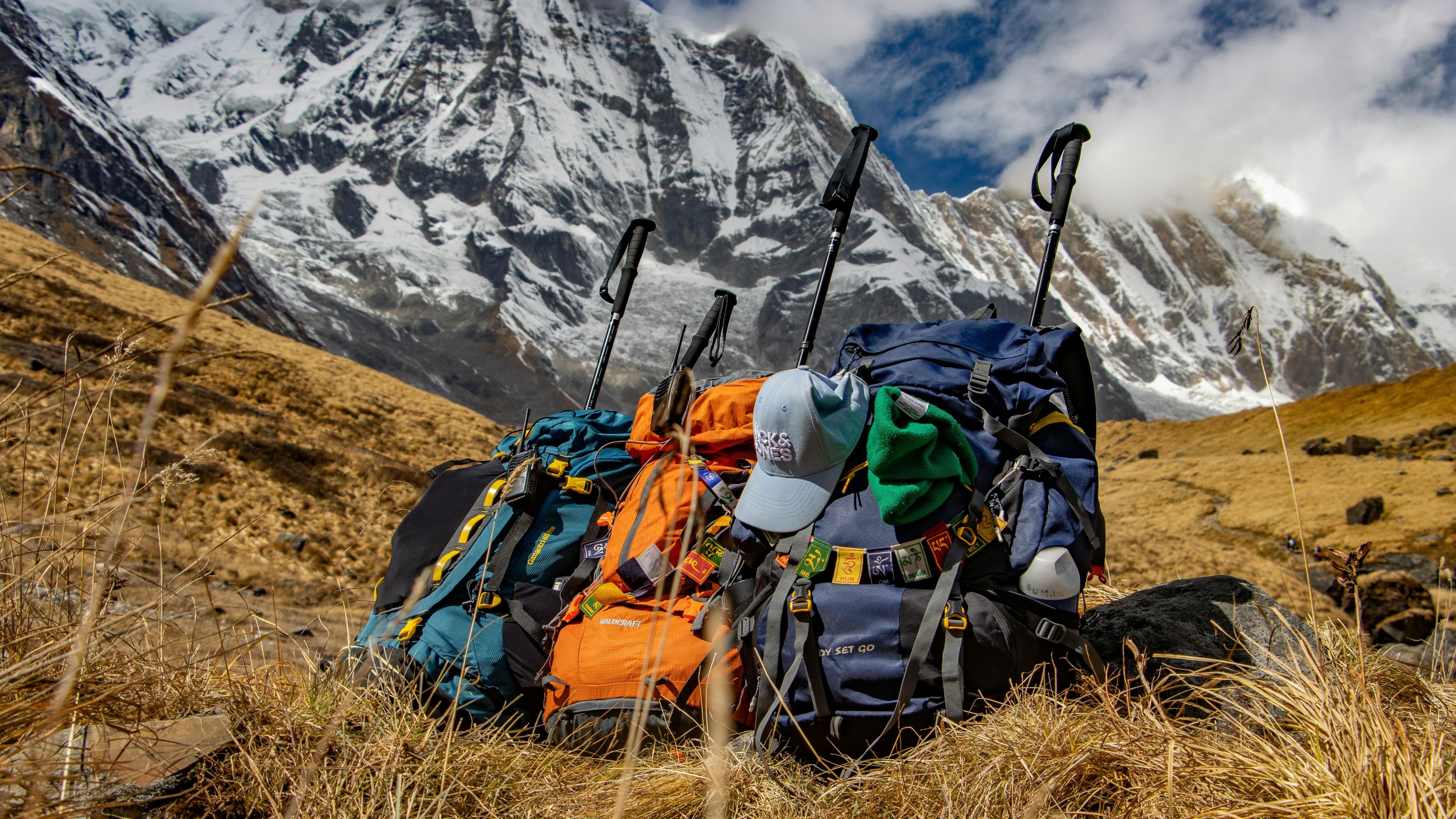 Ultralight backpacking gear laid out before a trip