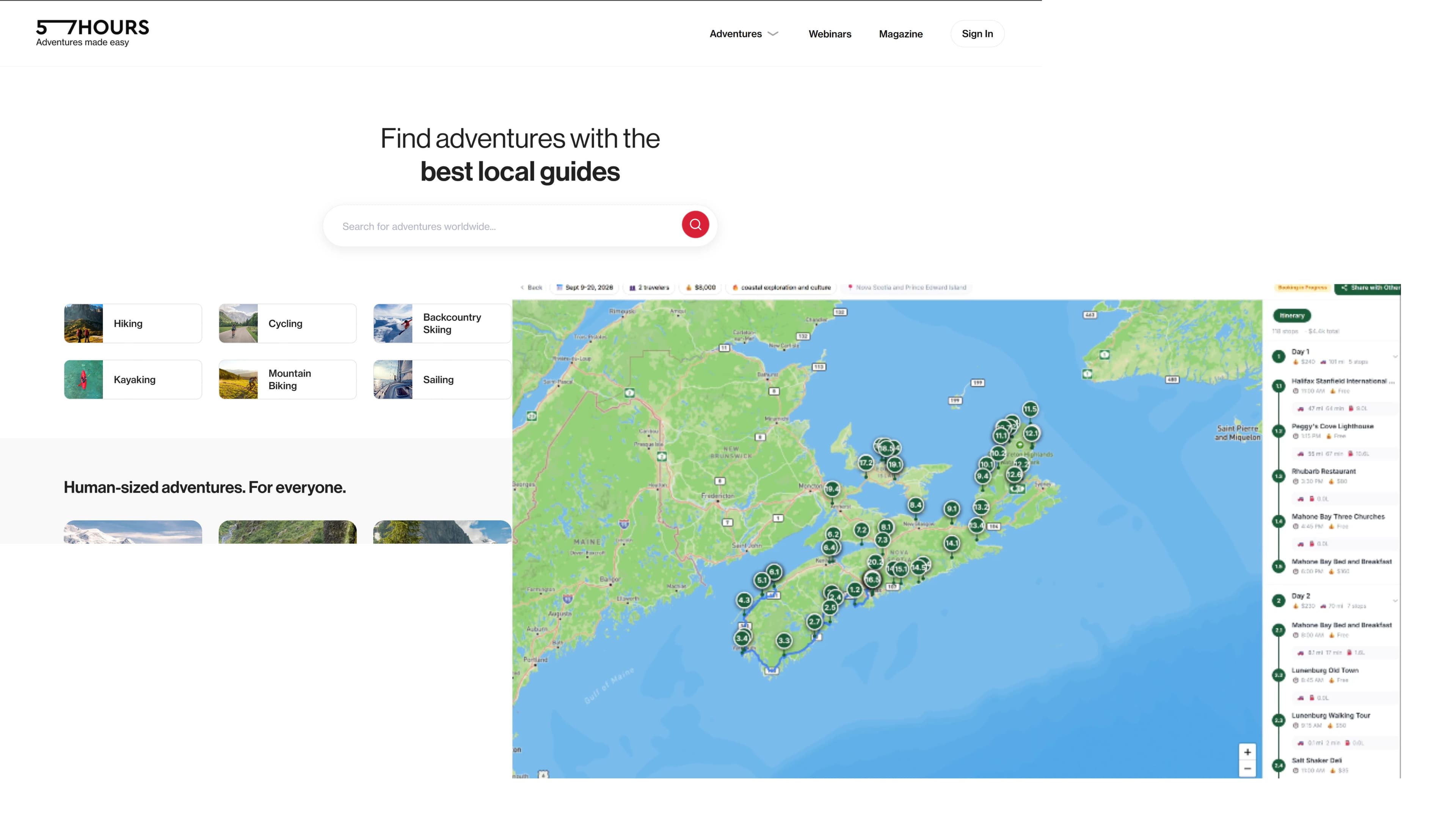 A guided outdoor adventure group